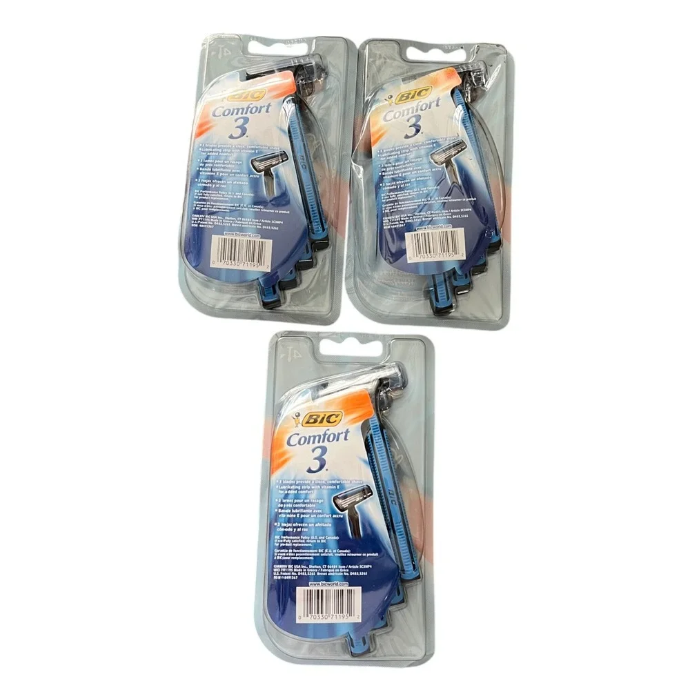 BIC Comfort 3 Razors Triple Blade Disposable Razors Men‎ 12 (3 sets)